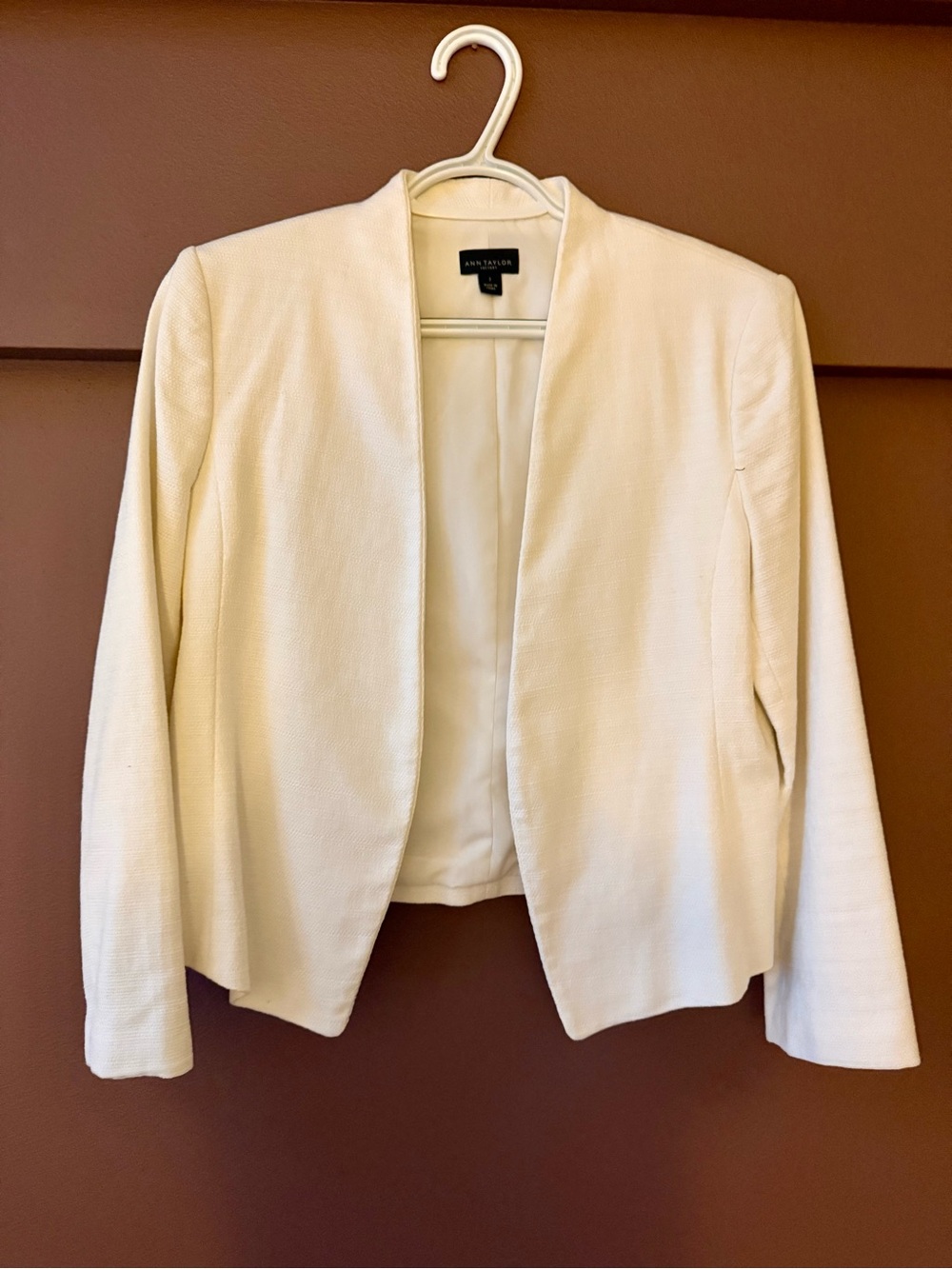 Ann Taylor Creamy White Open-Front Blazer Jacket